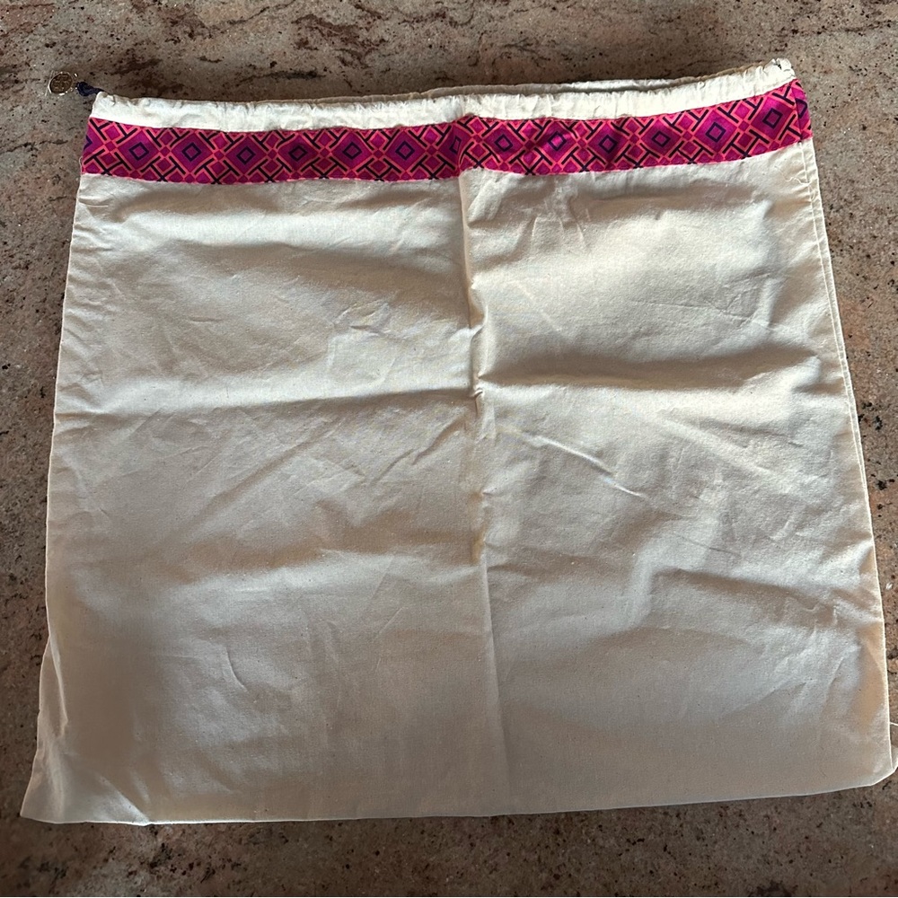 Authentic Tory Burch Large Drawstring Canvas Dust… - image 1